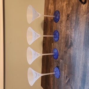 Beautiful set of  frosted glass bird / grey goose vodka martini glasses